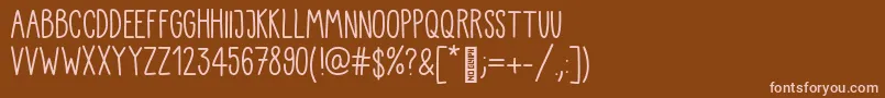 Kiddo Handwriting-fontti – vaaleanpunaiset fontit ruskealla taustalla