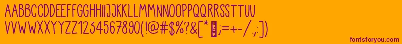 Kiddo Handwriting-Schriftart – Violette Schriften auf orangefarbenem Hintergrund