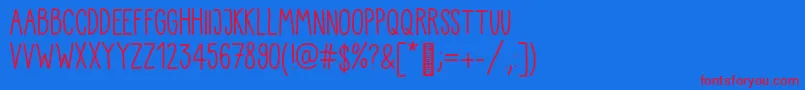 Kiddo Handwriting Font – Red Fonts on Blue Background