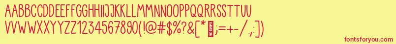Kiddo Handwriting Font – Red Fonts on Yellow Background