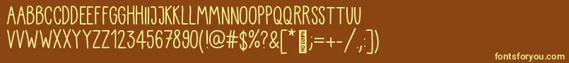 Kiddo Handwriting Font – Yellow Fonts on Brown Background