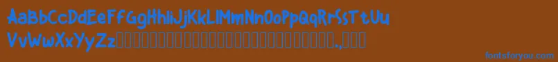 Kiddos Demo Font – Blue Fonts on Brown Background