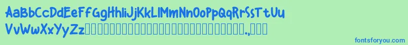 Kiddos Demo Font – Blue Fonts on Green Background