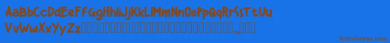 Kiddos Demo Font – Brown Fonts on Blue Background