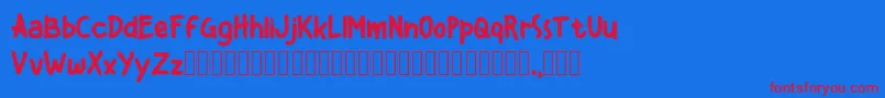 Kiddos Demo Font – Red Fonts on Blue Background