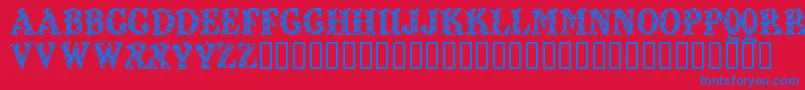 フォントKiddy Flakey – 赤い背景に青い文字