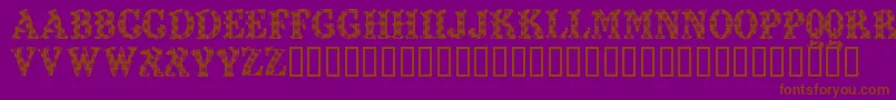 Kiddy Flakey-Schriftart – Braune Schriften auf violettem Hintergrund