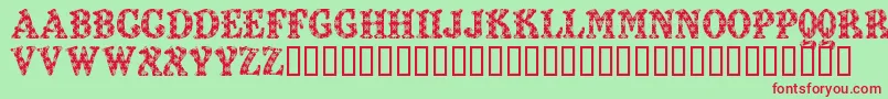 Kiddy Flakey-fontti – punaiset fontit vihreällä taustalla