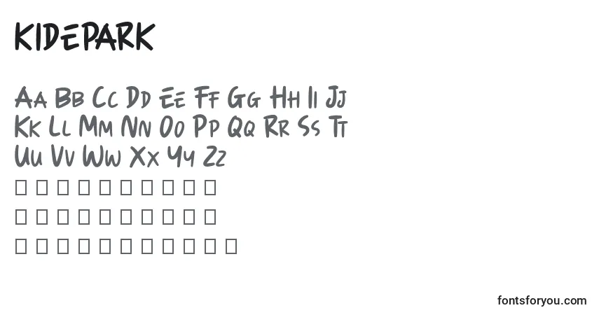 Schriftart KIDEPARK – Alphabet, Zahlen, spezielle Symbole