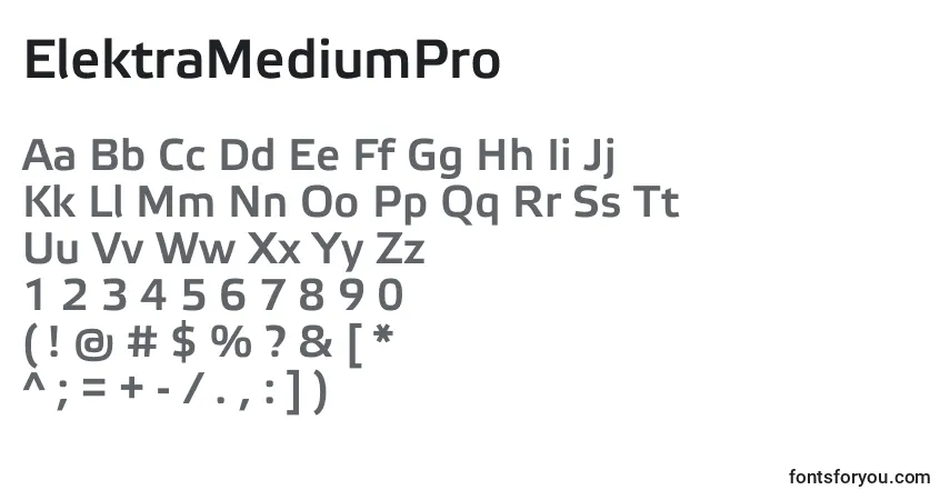 Schriftart ElektraMediumPro – Alphabet, Zahlen, spezielle Symbole