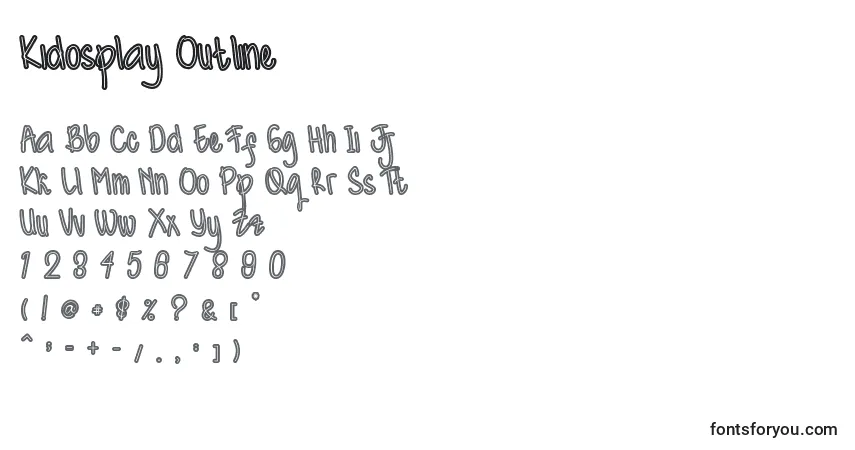 Schriftart Kidosplay Outline – Alphabet, Zahlen, spezielle Symbole