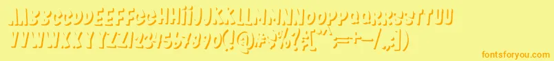 フォントKids Zone Shadow – オレンジの文字が黄色の背景にあります。
