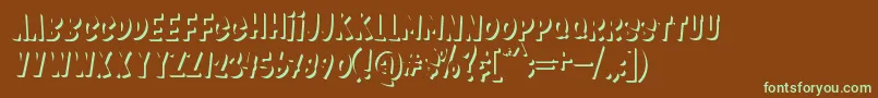 フォントKids Zone Shadow – 緑色の文字が茶色の背景にあります。