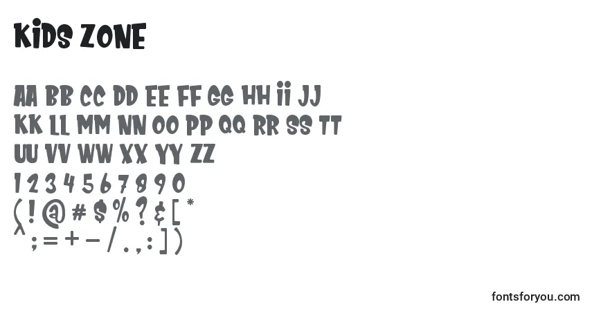 A fonte KIDS ZONE (131618) – alfabeto, números, caracteres especiais