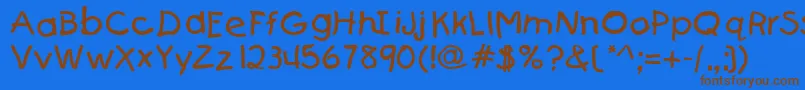 フォントKIDS – 茶色の文字が青い背景にあります。