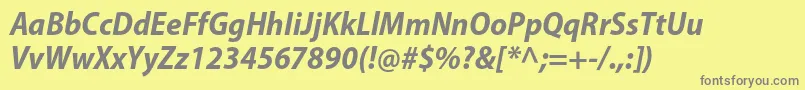 Fonte MyriadproBoldsemicnit – fontes cinzas em um fundo amarelo