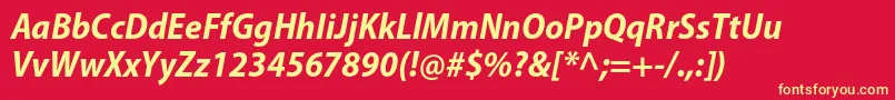 Fonte MyriadproBoldsemicnit – fontes amarelas em um fundo vermelho