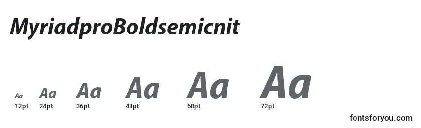 MyriadproBoldsemicnit Font Sizes