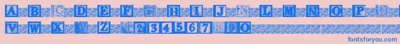 KidsBlocks-Schriftart – Blaue Schriften auf rosa Hintergrund