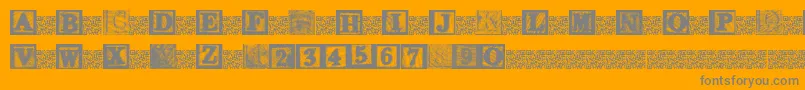 KidsBlocks-fontti – harmaat kirjasimet oranssilla taustalla