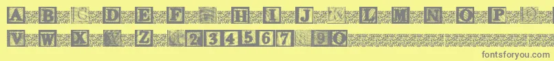 KidsBlocks-fontti – harmaat kirjasimet keltaisella taustalla