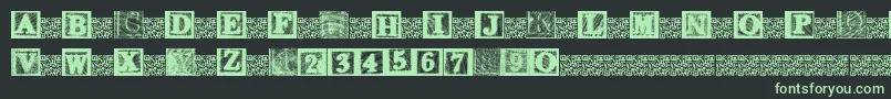 KidsBlocks-fontti – vihreät fontit mustalla taustalla