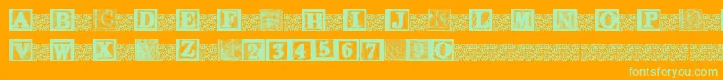 KidsBlocks-fontti – vihreät fontit oranssilla taustalla