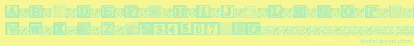 KidsBlocks-fontti – vihreät fontit keltaisella taustalla