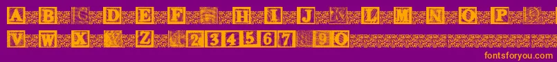 KidsBlocks-fontti – oranssit fontit violetilla taustalla