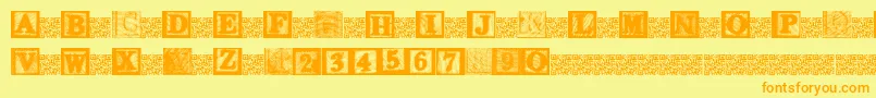 KidsBlocks-Schriftart – Orangefarbene Schriften auf gelbem Hintergrund