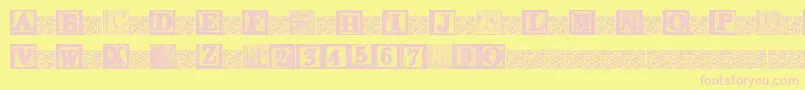 KidsBlocks-fontti – vaaleanpunaiset fontit keltaisella taustalla