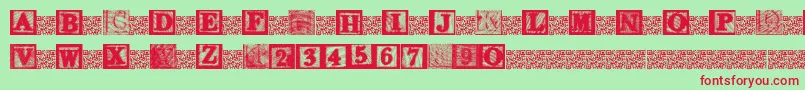 KidsBlocks-fontti – punaiset fontit vihreällä taustalla