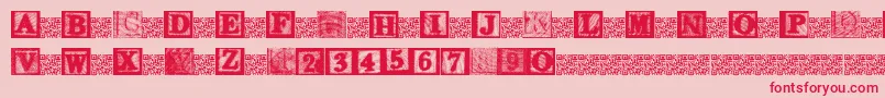 フォントKidsBlocks – ピンクの背景に赤い文字
