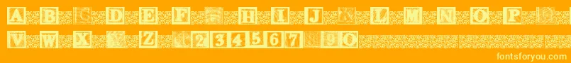 KidsBlocks-Schriftart – Gelbe Schriften auf orangefarbenem Hintergrund