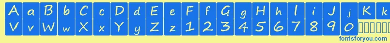 kidsboardgamefont Font – Blue Fonts on Yellow Background