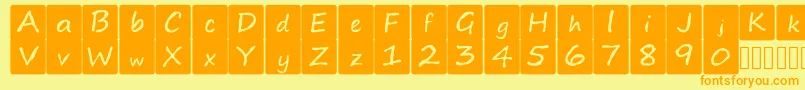 kidsboardgamefont Font – Orange Fonts on Yellow Background