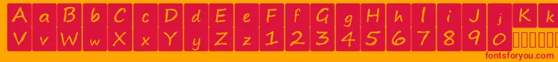 kidsboardgamefont Font – Red Fonts on Orange Background