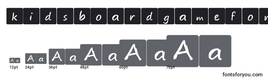 Размеры шрифта Kidsboardgamefont (131621)