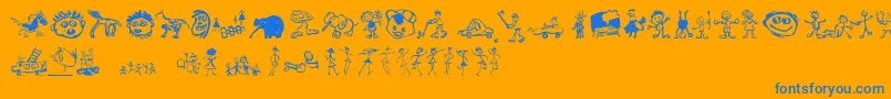 Fonte KidsDrawings – fontes azuis em um fundo laranja
