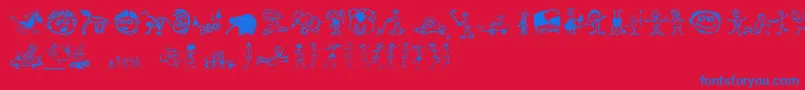 Police KidsDrawings – polices bleues sur fond rouge