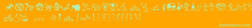 KidsDrawings Font – Green Fonts on Orange Background
