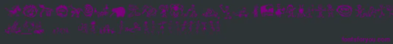Saiba mais sobre a fonte KidsDrawings Fonte KidsDrawings – fontes roxas em um fundo preto