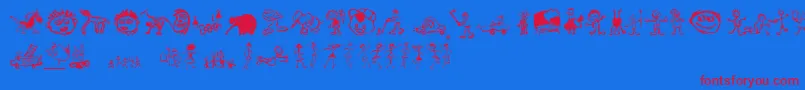 KidsDrawings Font – Red Fonts on Blue Background