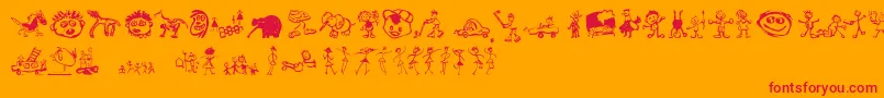KidsDrawings Font – Red Fonts on Orange Background