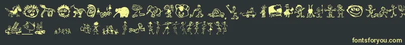 フォントKidsDrawings – 黒い背景に黄色の文字