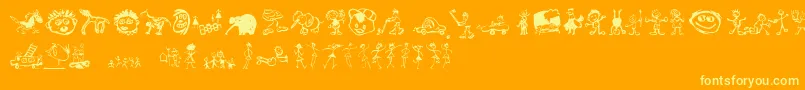 KidsDrawings Font – Yellow Fonts on Orange Background