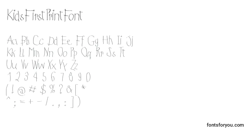 Czcionka KidsFirstPrintFont (131623) – alfabet, cyfry, specjalne znaki
