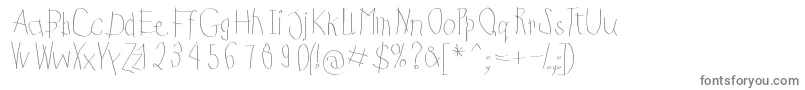 KidsFirstPrintFont-fontti – harmaat kirjasimet valkoisella taustalla
