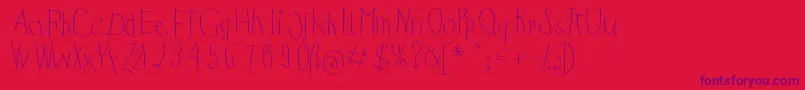 フォントKidsFirstPrintFont – 赤い背景に紫のフォント