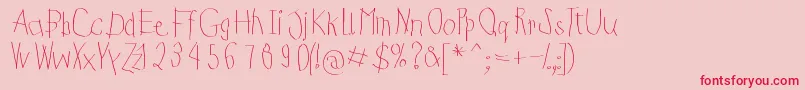 KidsFirstPrintFont-Schriftart – Rote Schriften auf rosa Hintergrund